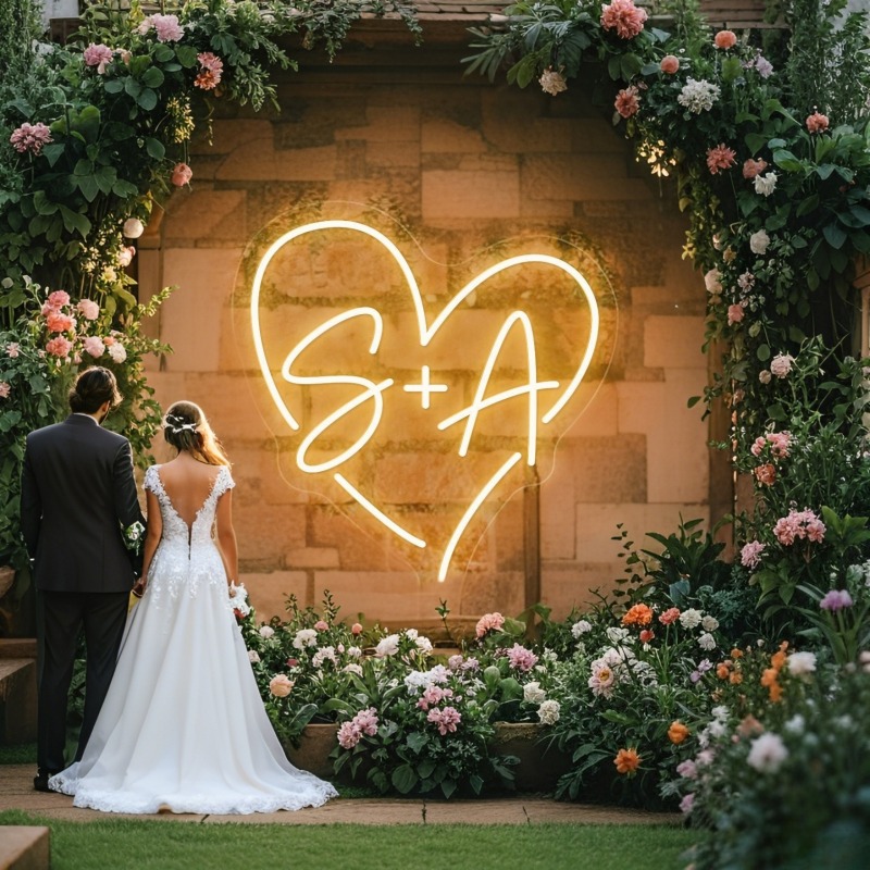 Photography Graduation - Custom Initials Heart LED Neon Sign,