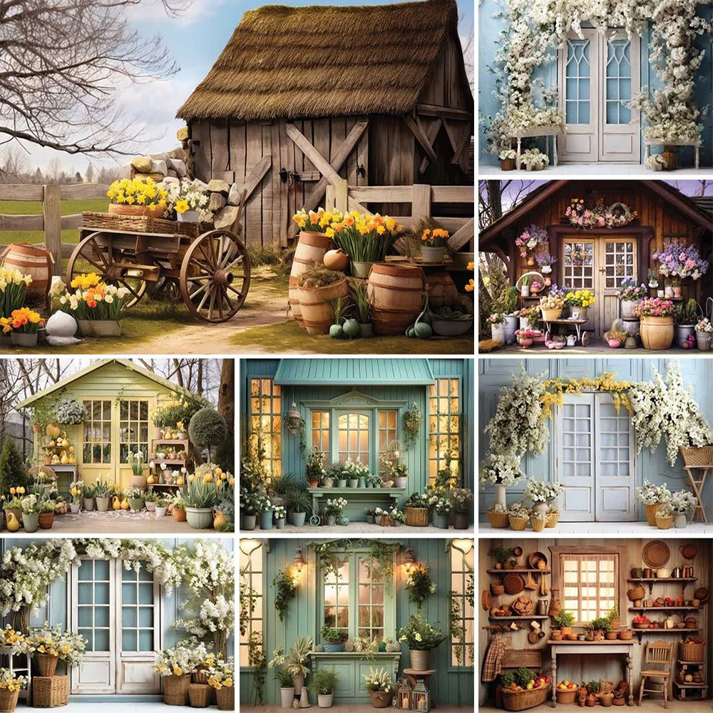 Photography Architecture - Spring Garden Floral House Photography Background