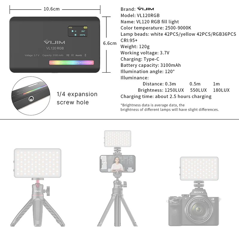 2026 New120 RGB Pocket Fill Li - огляд і ціна Photography Camera